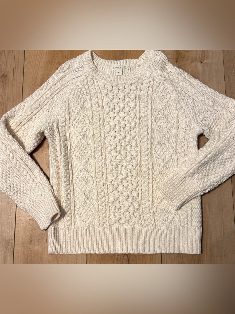 NWOT J.Crew Boys 100% Cotton Cable Knit Fisherman Sweater - M